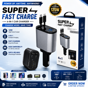 4 in 1 Car Charger 120W Super Fast Charge