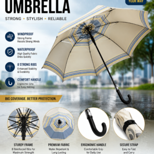 Big Size Umbrella Windproof Waterproof 8 Ribs