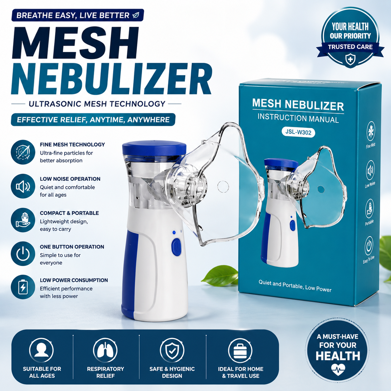Mesh Nebulizer JSL-W302 Features