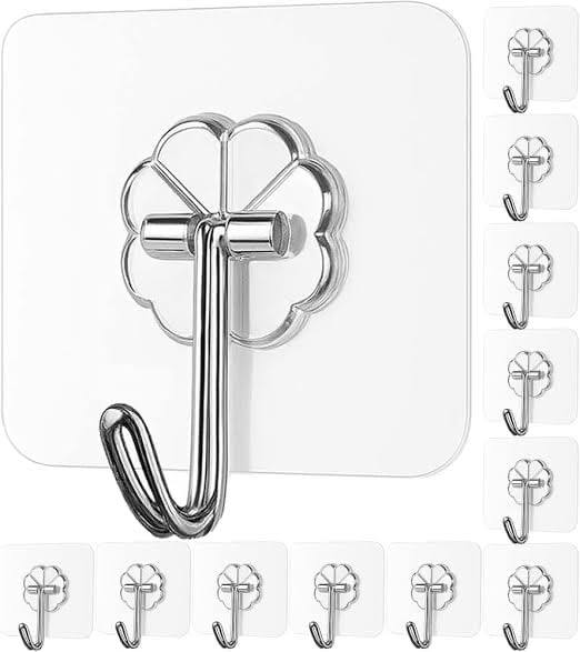Transparent Adhesive Wall Hooks Flower Design Pack