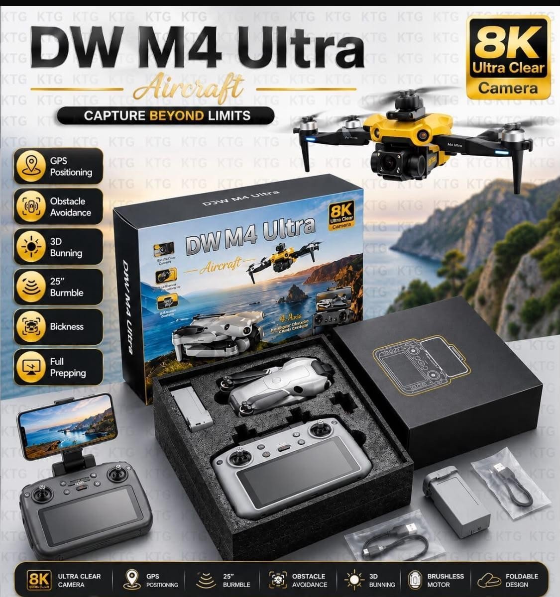 DW M4 Ultra Aircraft Drone 8K Camera GPS Positioning