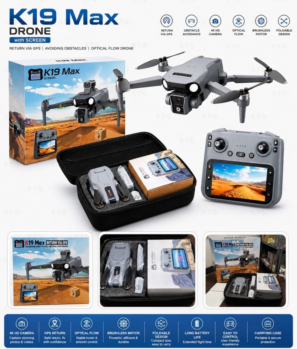 K19 Max Drone with Screen GPS Return Obstacle Avoidance